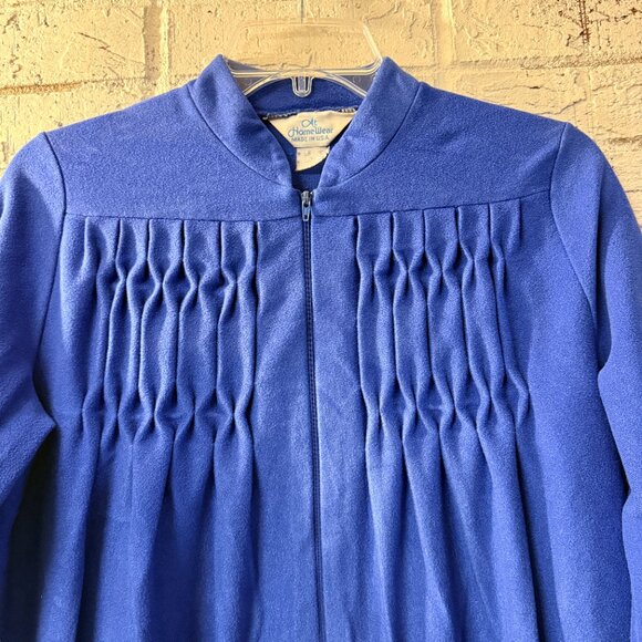 ✨ Vintage At HomeWear Blue Zip-Up Robe / Nightgown – Made in USA – Cozy Plush - Picture 4 of 10